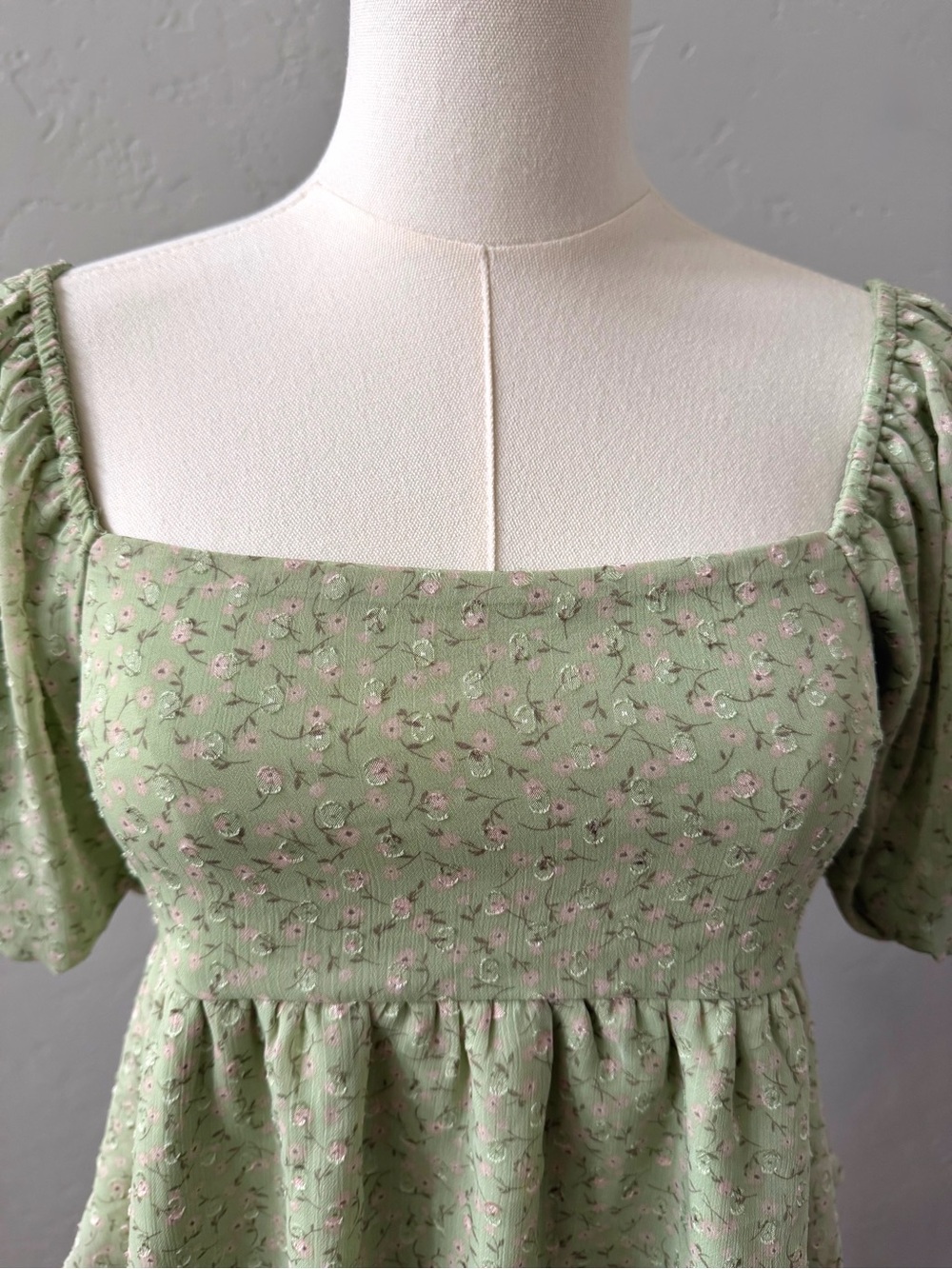 Altar'd State Floral Peplum Top Womens Size S Sage Green Cottagecore Coquette - Picture 6 of 12